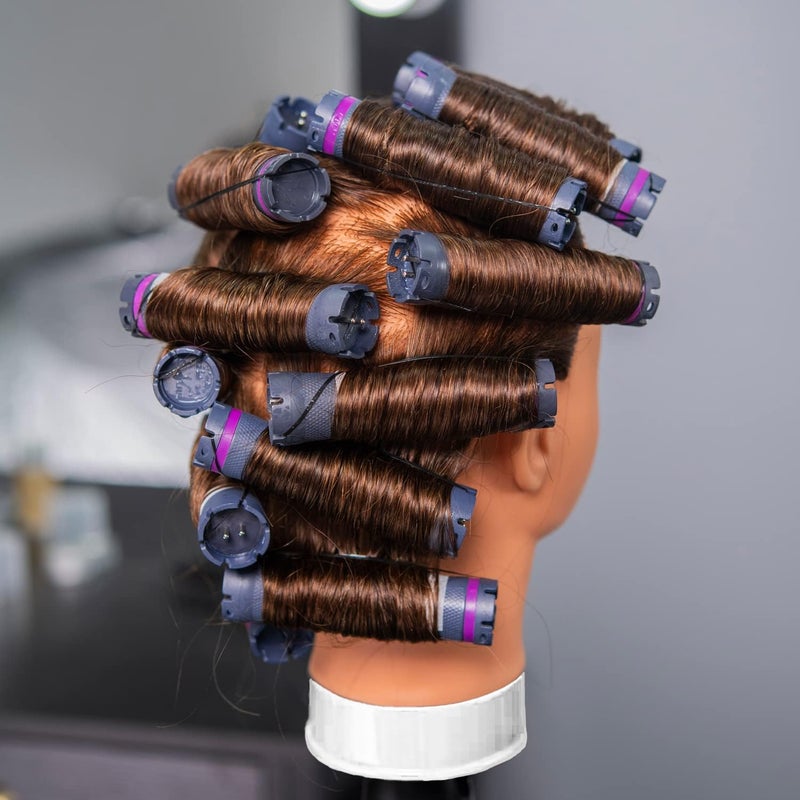 Opini Mannequin Head with 100% Real Human Hair 20-22" Cosmetology Mannequin Head to Practice Hairstyles Bleaching Training Learning Head for Hairdresser With Free Clamp Holder (Brown-W25) - Image 4